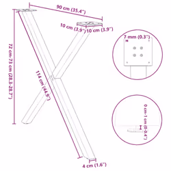 cm (40 mm)/ 2 pcs) vidaXL Dining Table Legs X-Shaped Desk Legs Kitchen Metal Furniture Legs Steel - black, 90 x (72-73
