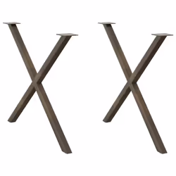 cm (40 mm)/ 2 pcs) vidaXL Dining Table Legs X-Shaped Desk Legs Kitchen Metal Furniture Legs Steel - natural, 90 x (72-73
