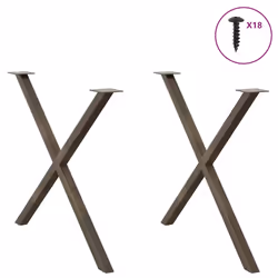 cm (40 mm)/ 2 pcs) vidaXL Dining Table Legs X-Shaped Desk Legs Kitchen Metal Furniture Legs Steel - natural, 90 x (72-73