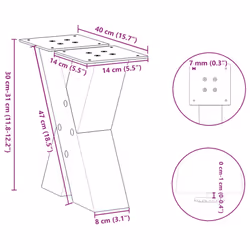 cm (80 mm)/ 2 pcs) vidaXL Dining Table Legs X-Shaped Desk Legs Kitchen Metal Furniture Legs Steel - white, 40 x (30-31