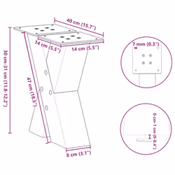 cm (80 mm)/ 2 pcs) vidaXL Dining Table Legs X-Shaped Desk Legs Kitchen Metal Furniture Legs Steel - natural, 40 x (30-31