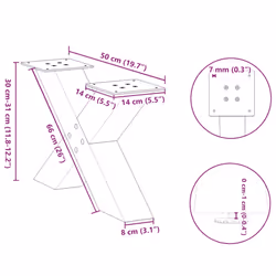 cm (80 mm)/ 2 pcs) vidaXL Dining Table Legs X-Shaped Desk Legs Kitchen Metal Furniture Legs Steel - white, 50 x (30-31