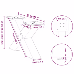 cm) vidaXL Dining Table Legs X-Shaped Desk Legs Kitchen Metal Furniture Legs Steel - 50 x (30-31