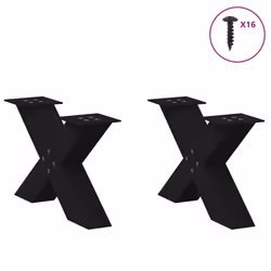 cm (80 mm)/ 2 pcs) vidaXL Dining Table Legs X-Shaped Desk Legs Kitchen Metal Furniture Legs Steel - black, 60 x (30-31