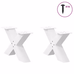 cm (80 mm)/ 2 pcs) vidaXL Dining Table Legs X-Shaped Desk Legs Kitchen Metal Furniture Legs Steel - white, 60 x (30-31 - Additional view 2