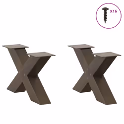 cm (80 mm)/ 2 pcs) vidaXL Dining Table Legs X-Shaped Desk Legs Kitchen Metal Furniture Legs Steel - natural, 60 x (30-31
