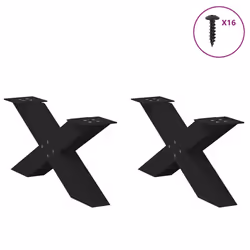 cm (80 mm)/ 2 pcs) vidaXL Dining Table Legs X-Shaped Desk Legs Kitchen Metal Furniture Legs Steel - black, 70 x (30-31