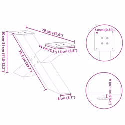 cm (80 mm)/ 2 pcs) vidaXL Dining Table Legs X-Shaped Desk Legs Kitchen Metal Furniture Legs Steel - white, 70 x (30-31