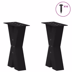 cm (80 mm)/ 2 pcs) vidaXL Dining Table Legs X-Shaped Desk Legs Kitchen Metal Furniture Legs Steel - black, 38 x (42-43