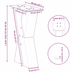 cm) vidaXL Dining Table Legs X-Shaped Desk Legs Kitchen Metal Furniture Legs Steel - 38 x (42-43 - Additional view 3