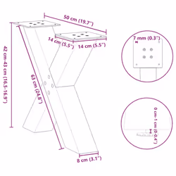 cm) vidaXL Dining Table Legs X-Shaped Desk Legs Kitchen Metal Furniture Legs Steel - 50 x (42-43
