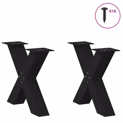 cm (80 mm)/ 2 pcs) vidaXL Dining Table Legs X-Shaped Desk Legs Kitchen Metal Furniture Legs Steel - black, 60 x (42-43