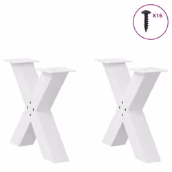 cm (80 mm)/ 2 pcs) vidaXL Dining Table Legs X-Shaped Desk Legs Kitchen Metal Furniture Legs Steel - white, 60 x (42-43 - Additional view 2