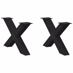 cm (80 mm)/ 2 pcs) vidaXL Dining Table Legs X-Shaped Desk Legs Kitchen Metal Furniture Legs Steel - black, 70 x (42-43