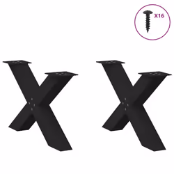 cm (80 mm)/ 2 pcs) vidaXL Dining Table Legs X-Shaped Desk Legs Kitchen Metal Furniture Legs Steel - black, 70 x (42-43