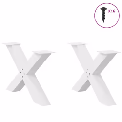 cm (80 mm)/ 2 pcs) vidaXL Dining Table Legs X-Shaped Desk Legs Kitchen Metal Furniture Legs Steel - white, 70 x (42-43