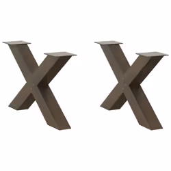 cm (80 mm)/ 2 pcs) vidaXL Dining Table Legs X-Shaped Desk Legs Kitchen Metal Furniture Legs Steel - natural, 70 x (42-43