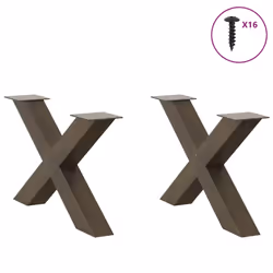 cm (80 mm)/ 2 pcs) vidaXL Dining Table Legs X-Shaped Desk Legs Kitchen Metal Furniture Legs Steel - natural, 70 x (42-43