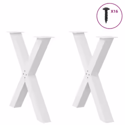 cm (80 mm)/ 2 pcs) vidaXL Dining Table Legs X-Shaped Desk Legs Kitchen Metal Furniture Legs Steel - white, 70 x (72-73