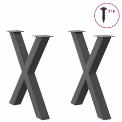 cm (80 mm)/ 2 pcs) vidaXL Dining Table Legs X-Shaped Desk Legs Kitchen Metal Furniture Legs Steel - anthracite, 70 x (72-73 - Additional view 2