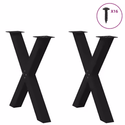 cm (80 mm)/ 2 pcs) vidaXL Dining Table Legs X-Shaped Desk Legs Kitchen Metal Furniture Legs Steel - black, 80 x (72-73