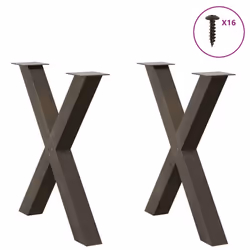 cm (80 mm)/ 2 pcs) vidaXL Dining Table Legs X-Shaped Desk Legs Kitchen Metal Furniture Legs Steel - natural, 80 x (72-73