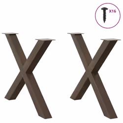 cm (80 mm)/ 2 pcs) vidaXL Dining Table Legs X-Shaped Desk Legs Kitchen Metal Furniture Legs Steel - natural, 90 x (72-73