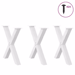 cm (80 mm)/ 3 pcs) vidaXL Dining Table Legs X-Shaped Desk Legs Kitchen Metal Furniture Legs Steel - white, 70 x (72-73 - Additional view 2