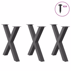 cm (80 mm)/ 3 pcs) vidaXL Dining Table Legs X-Shaped Desk Legs Kitchen Metal Furniture Legs Steel - anthracite, 70 x (72-73 - Additional view 2