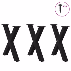cm (80 mm)/ 3 pcs) vidaXL Dining Table Legs X-Shaped Desk Legs Kitchen Metal Furniture Legs Steel - black, 80 x (72-73