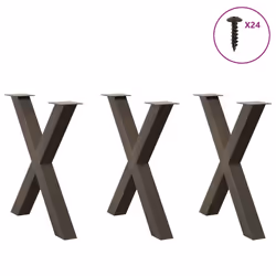 cm (80 mm)/ 3 pcs) vidaXL Dining Table Legs X-Shaped Desk Legs Kitchen Metal Furniture Legs Steel - natural, 80 x (72-73