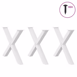 cm (80 mm)/ 3 pcs) vidaXL Dining Table Legs X-Shaped Desk Legs Kitchen Metal Furniture Legs Steel - white, 90 x (72-73