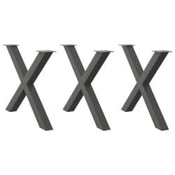 cm (80 mm)/ 3 pcs) vidaXL Dining Table Legs X-Shaped Desk Legs Kitchen Metal Furniture Legs Steel - anthracite, 90 x (72-73