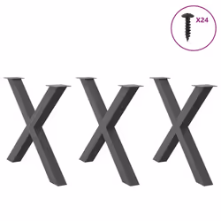 cm (80 mm)/ 3 pcs) vidaXL Dining Table Legs X-Shaped Desk Legs Kitchen Metal Furniture Legs Steel - anthracite, 90 x (72-73 - Additional view 2