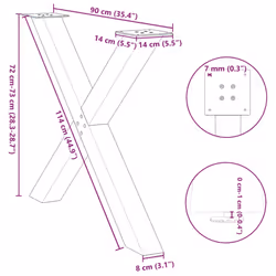 cm (80 mm)/ 3 pcs) vidaXL Dining Table Legs X-Shaped Desk Legs Kitchen Metal Furniture Legs Steel - anthracite, 90 x (72-73 - Additional view 9