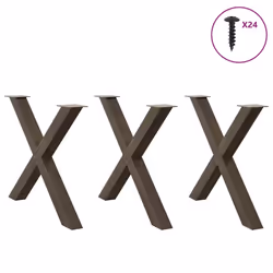 cm (80 mm)/ 3 pcs) vidaXL Dining Table Legs X-Shaped Desk Legs Kitchen Metal Furniture Legs Steel - natural, 90 x (72-73
