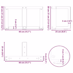 cm) vidaXL Dining Table Legs T-ShapedÂ Desk Legs Metal Furniture Legs 2 pcs Steel - 40 x 25 x (30-31