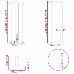 cm) vidaXL Dining Table Legs T-ShapedÂ Desk Legs Metal Furniture Legs 2 pcs Steel - 25 x 28 x (72-73 - Additional view 9