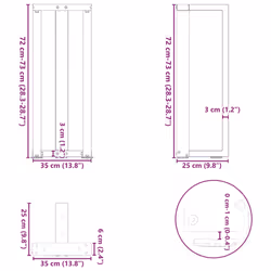 cm) vidaXL Dining Table Legs T-ShapedÂ Desk Legs Metal Furniture Legs 2 pcs Steel - 38 x 25 x (72-73 - Additional view 9