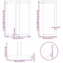 cm) vidaXL Dining Table Legs T-ShapedÂ Desk Legs Metal Furniture Legs 2 pcs Steel - 50 x 35 x (72-73 - Additional view 9