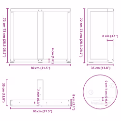 cm) vidaXL Dining Table Legs T-ShapedÂ Desk Legs Metal Furniture Legs 2 pcs Steel - 80 x 35 x (72-73
