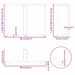 cm) vidaXL Dining Table Legs T-ShapedÂ Desk Legs Metal Furniture Legs 2 pcs Steel - 90 x 35 x (72-73 - Additional view 9