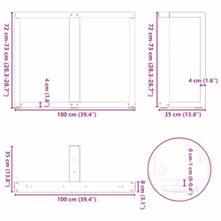 cm) vidaXL Dining Table Legs T-ShapedÂ Desk Legs Metal Furniture Legs 2 pcs Steel - 100 x 35 x (72-73 - Additional view 9