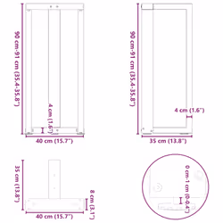 cm) vidaXL Dining Table Legs T-ShapedÂ Desk Legs Metal Furniture Legs 2 pcs Steel - 40 x 35 x (90-91 - Additional view 9