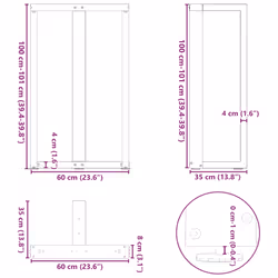 cm) vidaXL Dining Table Legs T-ShapedÂ Desk Legs Metal Furniture Legs 2 pcs Steel - 60 x 35 x (100-101