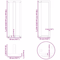 cm) vidaXL Dining Table Legs T-ShapedÃÂ Desk Legs Metal Furniture Legs 2 pcs Steel - white, 50 x 35 x (110-111 - Additional view 9