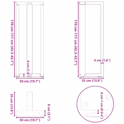 cm) vidaXL Dining Table Legs T-ShapedÂ Desk Legs Metal Furniture Legs 2 pcs Steel - 50 x 35 x (110-111 - Additional view 9