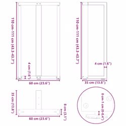 cm) vidaXL Dining Table Legs T-ShapedÂ Desk Legs Metal Furniture Legs 2 pcs Steel - 60 x 35 x (110-111
