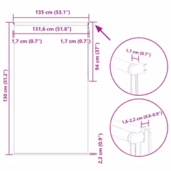 vidaXL Roller Blind Blackout Coffee 65x130 cm Fabric Width 60.7 cm Polyester - 135 x 130 cm