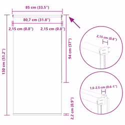 vidaXL Roller Blind Blackout Off White 75x230 cm Fabric Width 70.7 cm Polyester - off white, 85 x 130 cm
